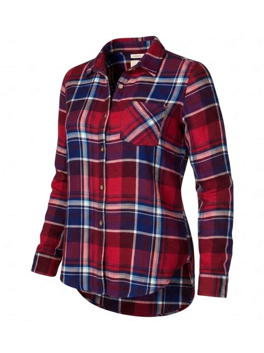 American Eagle Outfitters Boyfriend Fit Plaid Red Blue Soft Lightweight Sz Small